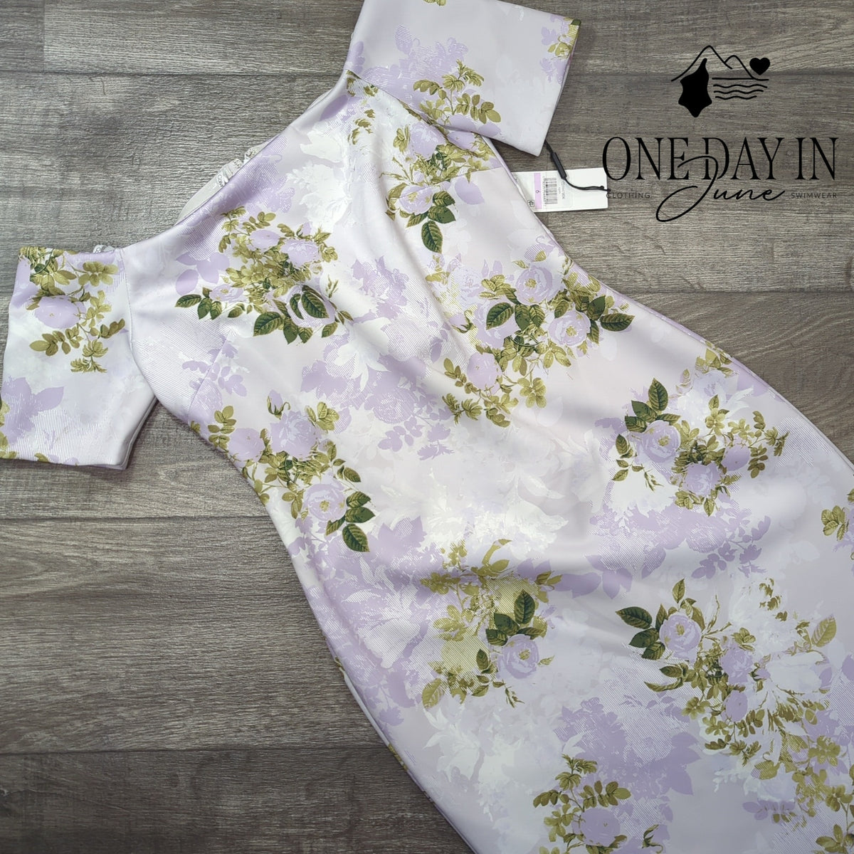 Calvin Klein Off Shoulder Floral Scuba Sheath Dress NWT $134 Lilac Size 6