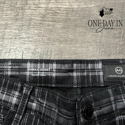 AG Adriano Goldschmied Farrah High Rise Skinny Jeans Black Plaid NWT Size 2 (26)