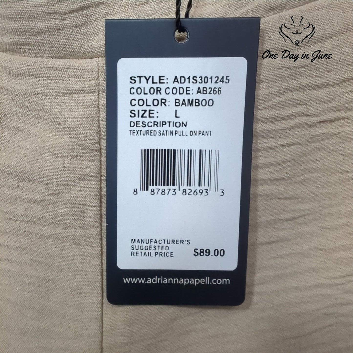 Adrianna Papell Textured Satin Pull On Pants Size L