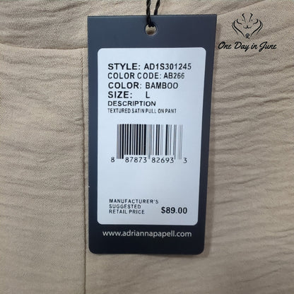 Adrianna Papell Textured Satin Pull On Pants Size L