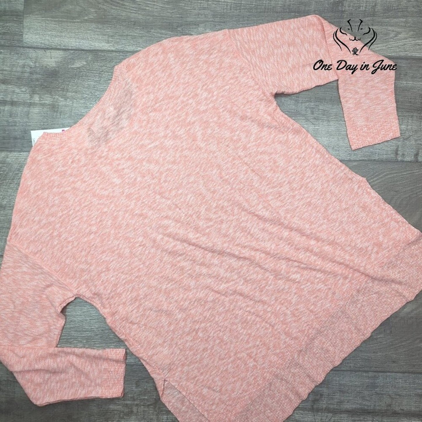 New Directions Palm Life Sweater Frida Peach Long Sleeve Marled NWT Size M
