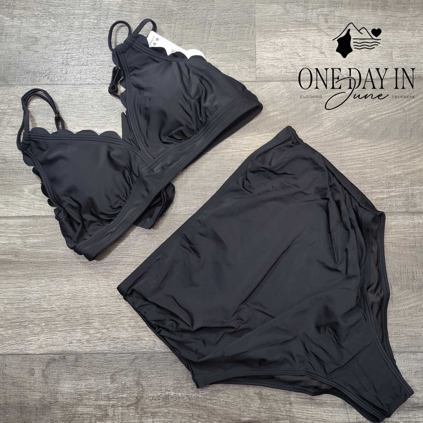 Charmo Maternity Scallop Edge Tie Back Bikini Swimsuit Size M