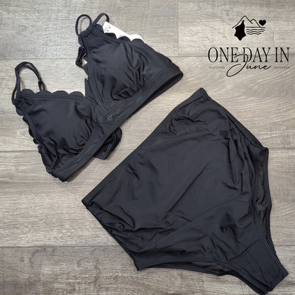 Charmo Maternity Scallop Edge Tie Back Bikini Swimsuit Size M
