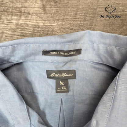 Eddie Bauer Wrinkle Free Relaxed Fit Short Sleeve Shirt Size TXL