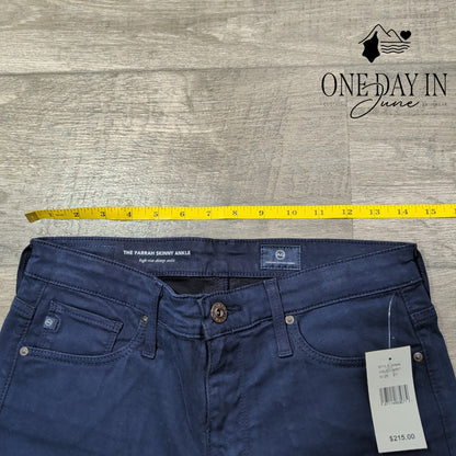 AG Adriano Goldschmied Farrah Skinny Ankle Sateen Pants Navy NWT Size 4 (27)