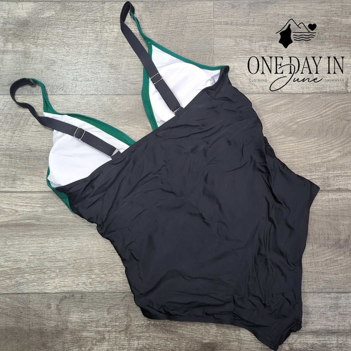 Suuksess Mesh Cut Out Tummy Control One Piece Swimsuit Green Black Size XXL