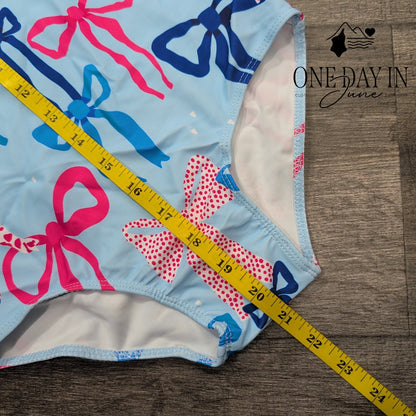 Aleumdr Girl's Bows One Piece Swimsuit Size 8 (130)