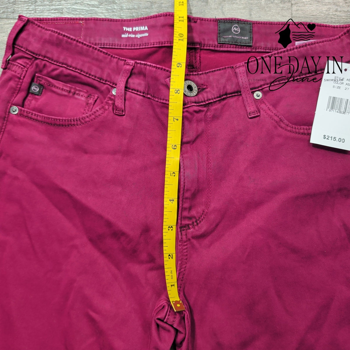 AG Adriano Goldschmied The Prima Mid Rise Cigarette Jeans Burgundy NWT Size 4