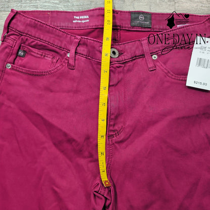 AG Adriano Goldschmied The Prima Mid Rise Cigarette Jeans Burgundy NWT Size 4