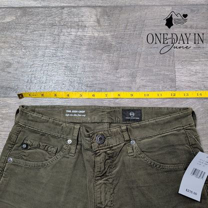 AG Adriano Goldschmied The Jodi Crop Olive High Rise Slim Flare NWT Size 4 (27)