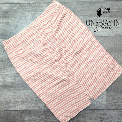 Loft Pencil Skirt Coral Pink White Striped Textured Lined Size 6