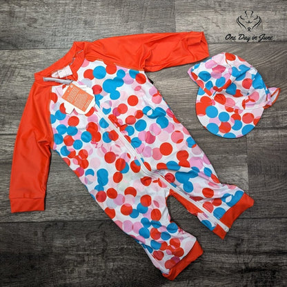 Adaverano UPF 50+ Sun Protection One Piece Swimwear with Sun Cap Size 2T