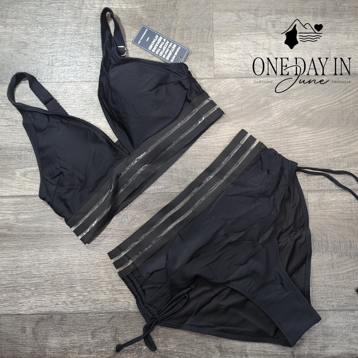 Blooming Jelly High Waist Drawstring Bikini Swimsuit Size M