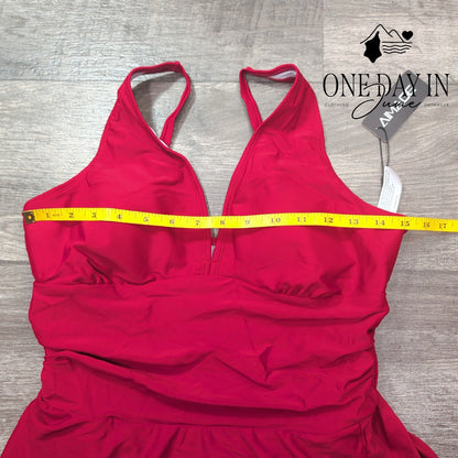 Aimage V Neck Skirted One Piece Swimsuit Size L