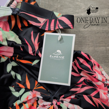 Eomenie Floral Skirted One Piece Swimsuit Size L