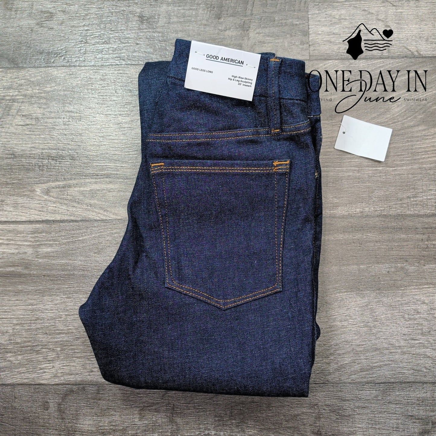Good American Good Legs Long Skinny Jeans Dark Blue Inseam NWT Size 6
