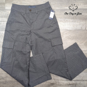 Tommy Hilfiger Metallic Pinstripe Wide Leg Cargo Pants Gray NWT Size 4