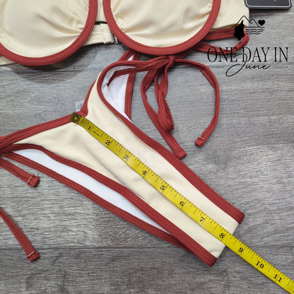 Zaful Ribbed Underwire Tie Side Bikini Swimsuit Size S