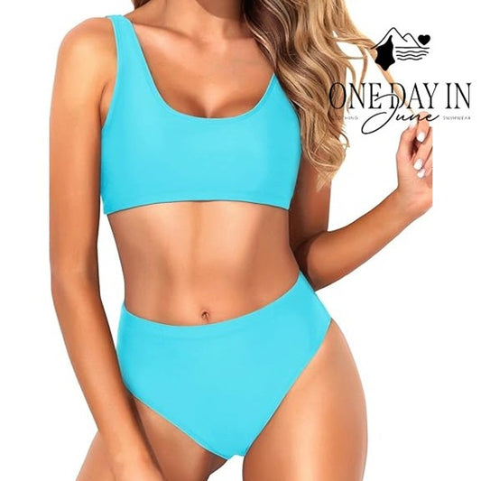 Tempt me High Waist Crop Bikini Swimsuit Size L