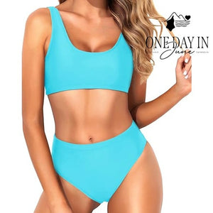 Tempt me High Waist Crop Bikini Swimsuit Size L