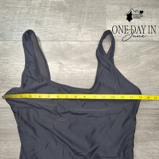 Aleumdr One Piece Swimsuit Black Scoop Neck Low Back Solid Size XL