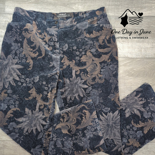 Tribal Printed Boot Cut Corduroy Pants Size 14