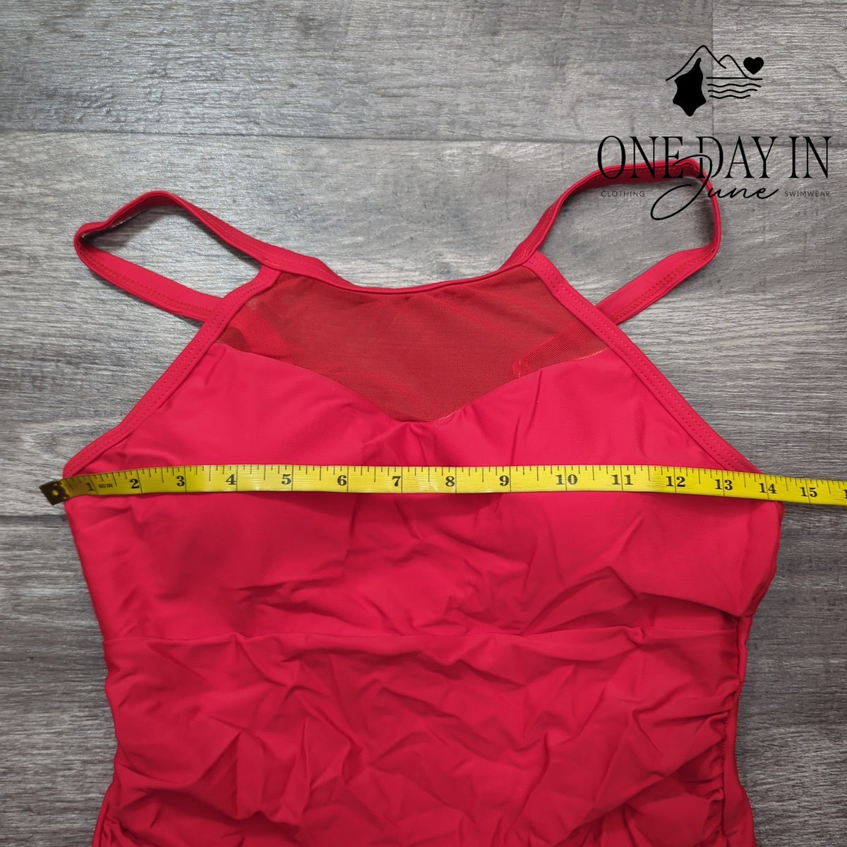 Suuksess High Neck Mesh Tummy Control One Piece Swimsuit Red Size M