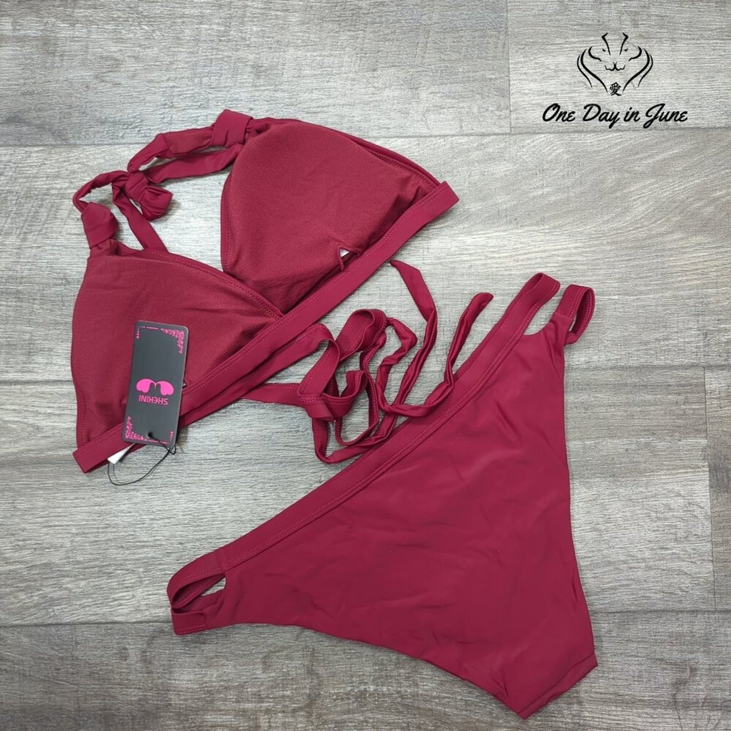 Shekini Halter Criss Cross Cut Out Bikini Swimsuit Size XL