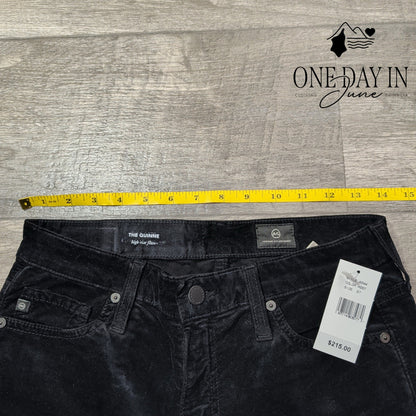 AG Adriano Goldschmied The Quinne High Rise Flare Velvet Jeans Black NWT Size 4