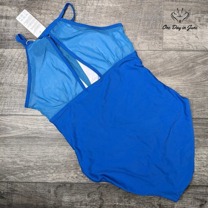 I2CRAZY High Neck Mesh One Piece Swimsuit Size M
