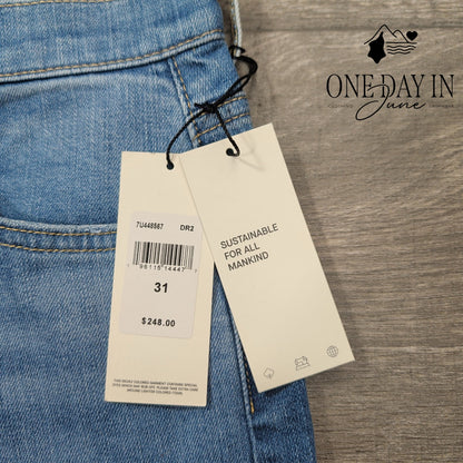 7 For All Mankind Easy Slim Jeans Floral Distressed High Rise NWT $248 Size 12
