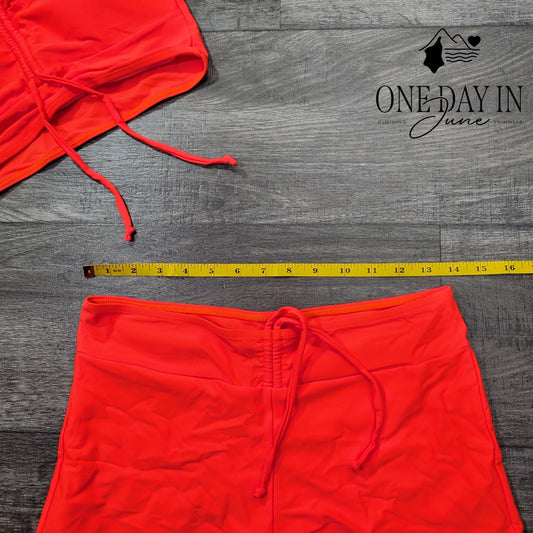 Aleumdr Drawstring Crop Boyshort Bikini Swimsuit Size M