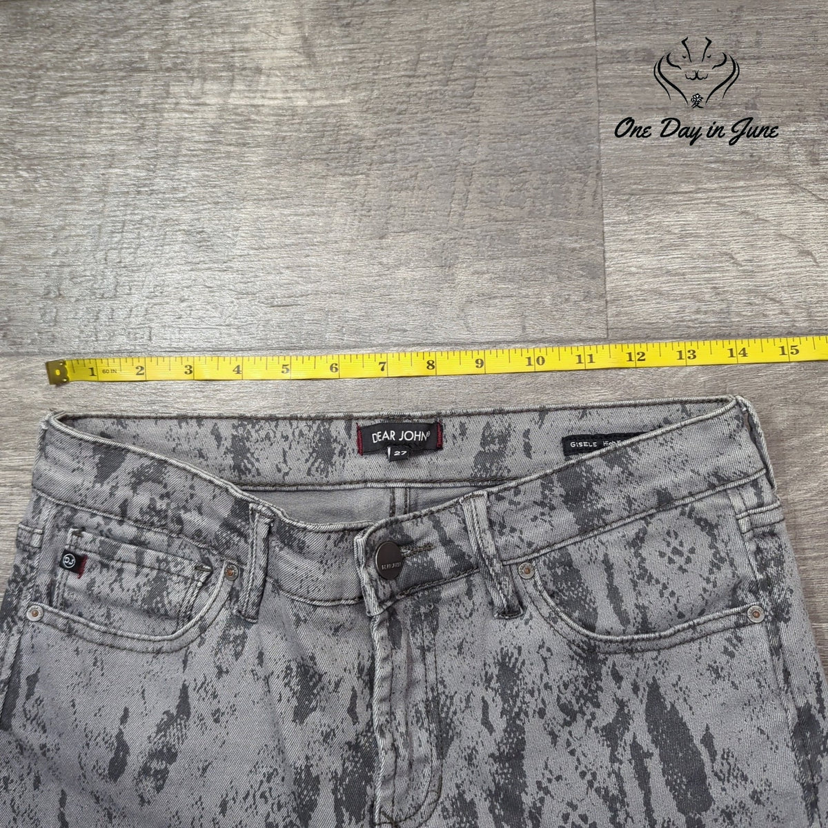 Dear John Gisele High Waisted Skinny Jeans Gray Animal Print Size 27 (4)