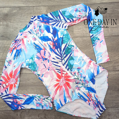 Zando Long Sleeve Rash Guard One Piece Swimsuit Size S