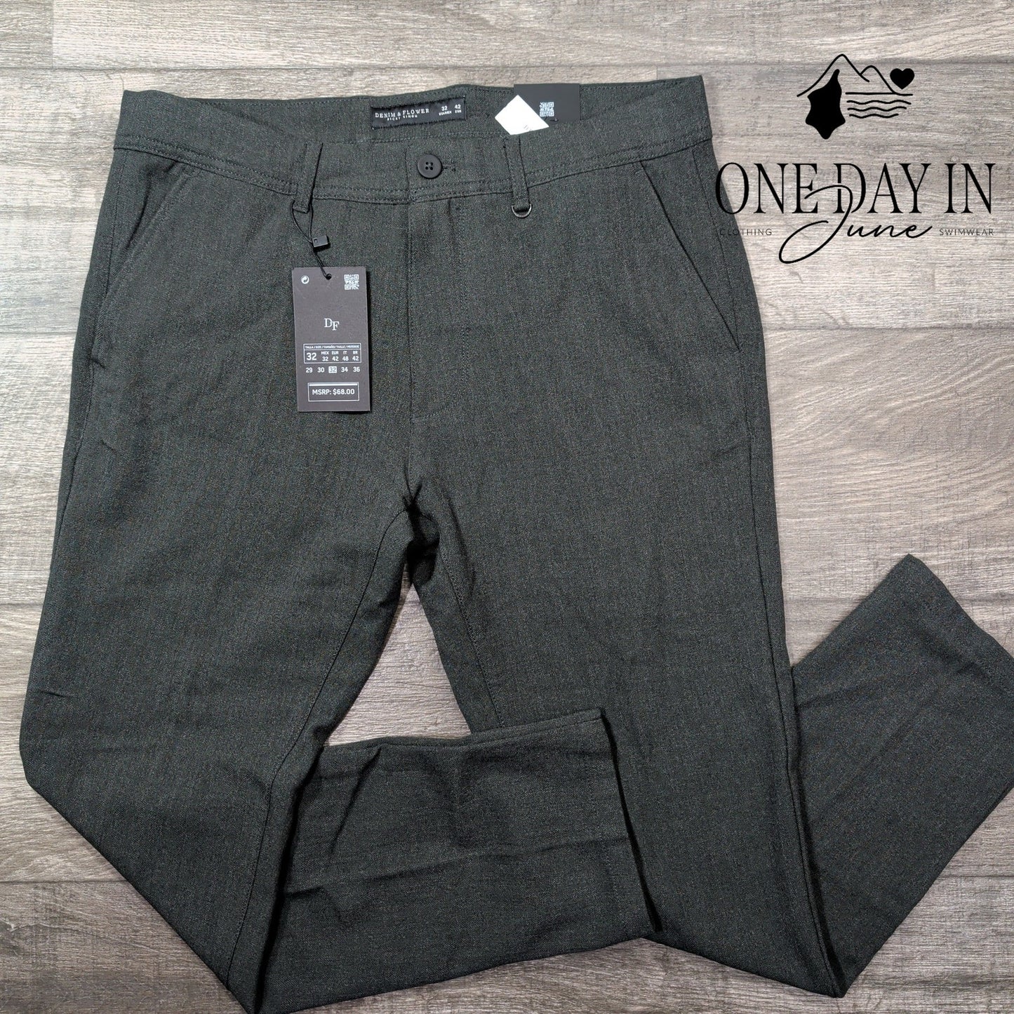 Denim & Flower City Pant Gray Bi Stretch Dress Trouser Pants NWT Size 32