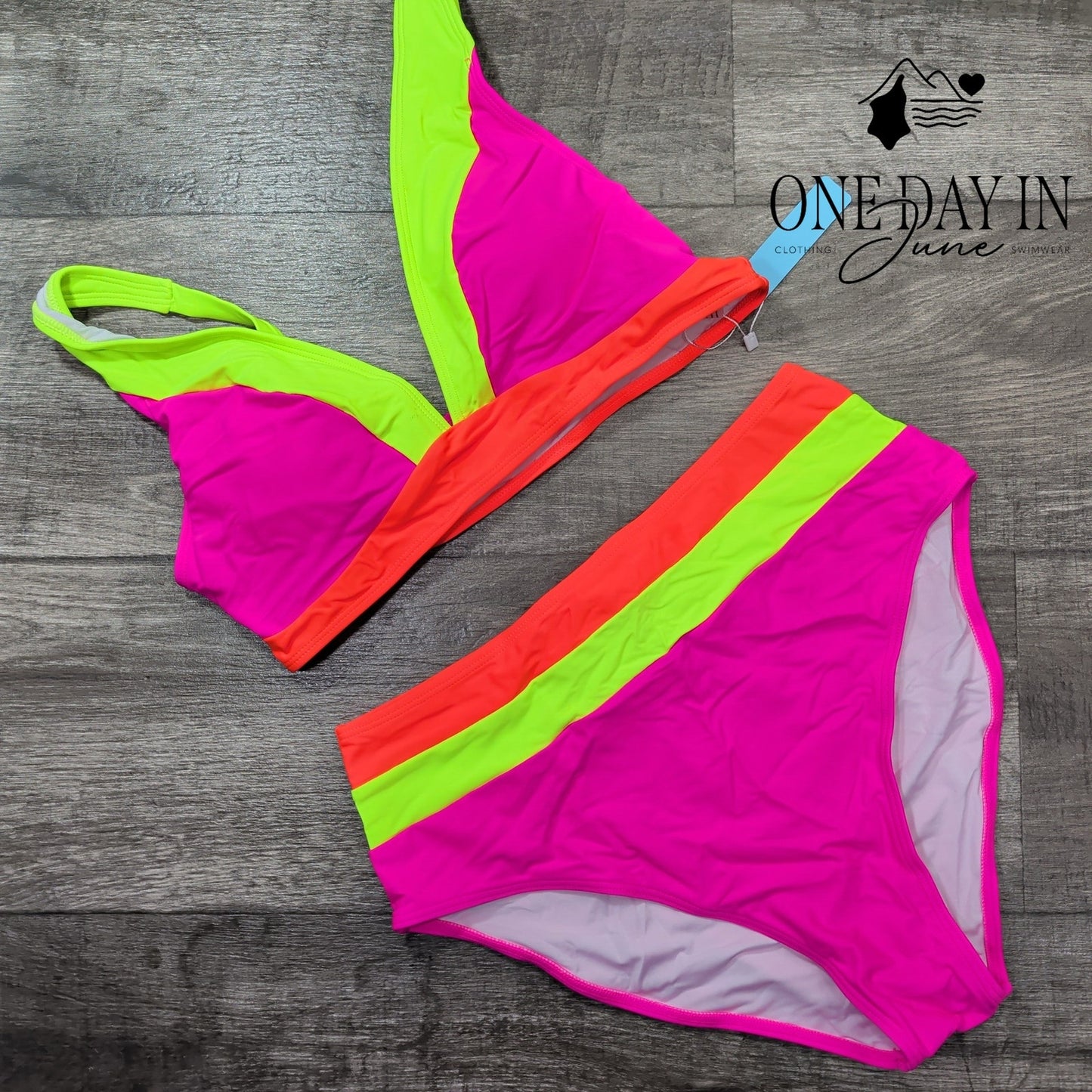 Popvil High Waist Colorblock Bikini Swimsuit Size L