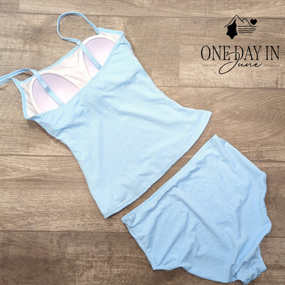 Eomenie High Waist Ribbed Tankini Swimsuit Size L