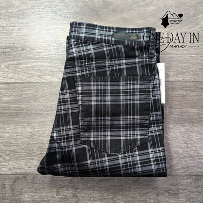 AG Adriano Goldschmied Jodi Crop Jeans Black Gray Plaid NWT Size 2 (26)