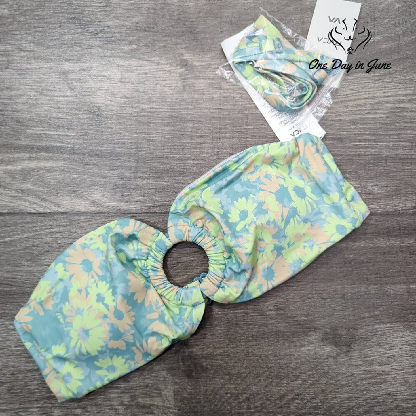 RVCA Field of Dreams Bandeau Bikini Top Floral O Ring NWT $60 Size S