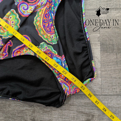 Ralph Lauren Paisley Ruched One Piece Swimsuit Multicolor NWT Size 6