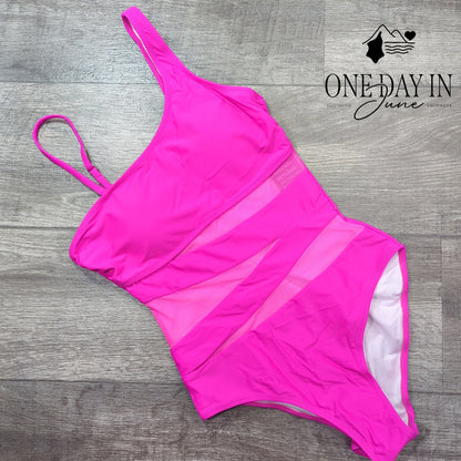 Blooming Jelly Cut Out Mesh One Piece Swimsuit Size S