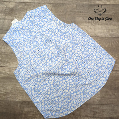 J.Crew Floral Button Front Tank Top Blue White Sleeveless NWT Size S