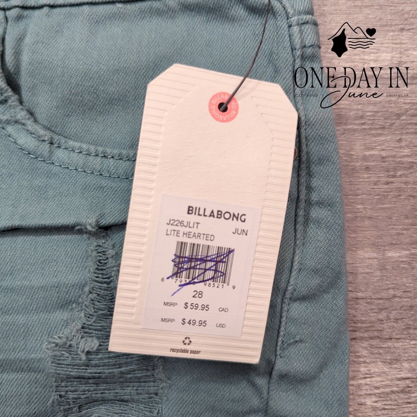 Billabong Lite Hearted Lace Up Denim Shorts Size 28 (6)