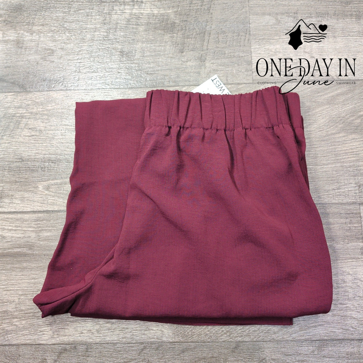 Nine West High Rise Pull On Wide Leg Pants Burgundy NWT Size XL
