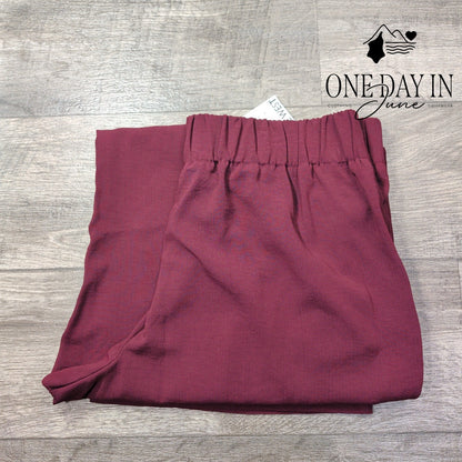Nine West High Rise Pull On Wide Leg Pants Burgundy NWT Size XL