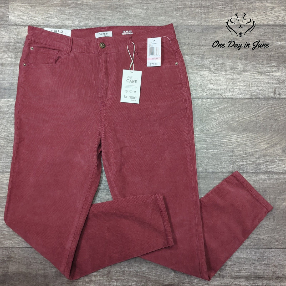 Kensie The Kelsey High Rise Skinny Corduroy Pants Dusty Rose NWT Size 10