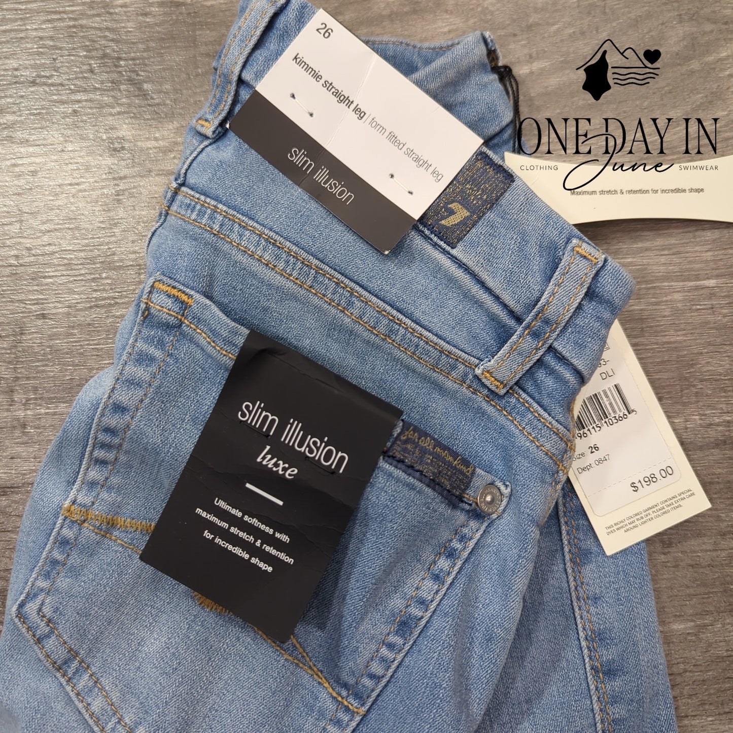 7 For All Mankind Kimmie Straight Jeans Slim Illusion Luxe NWT $198 Size 2 (26)