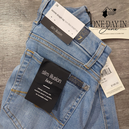 7 For All Mankind Kimmie Straight Jeans Slim Illusion Luxe NWT $198 Size 2 (26)
