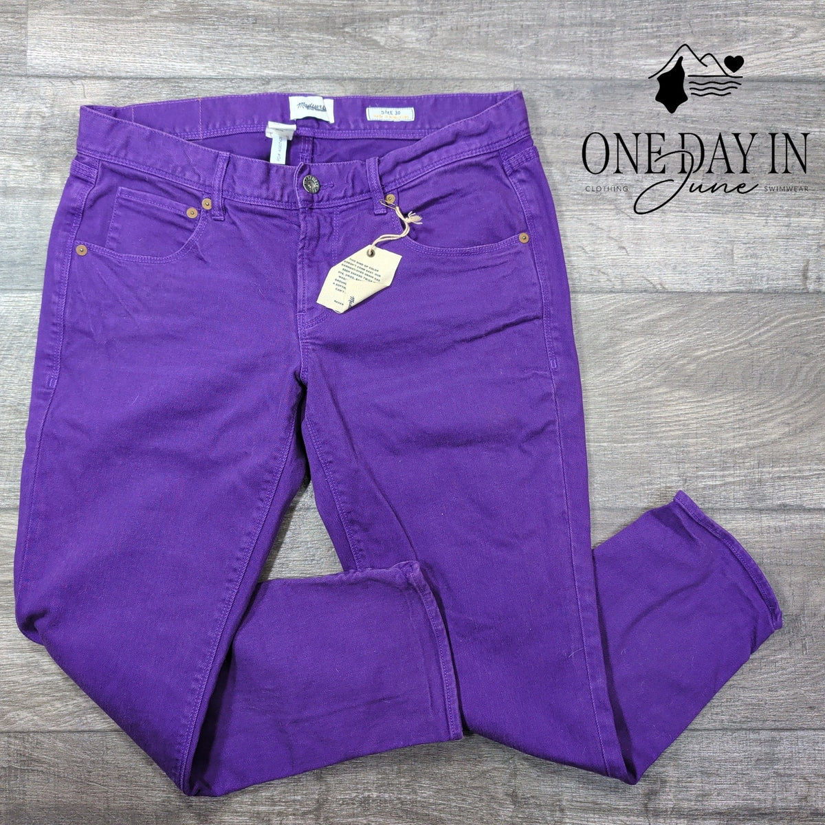 Madewell Skinny Ankle Zip Jeans Purple Stretch Denim NWT Size 10