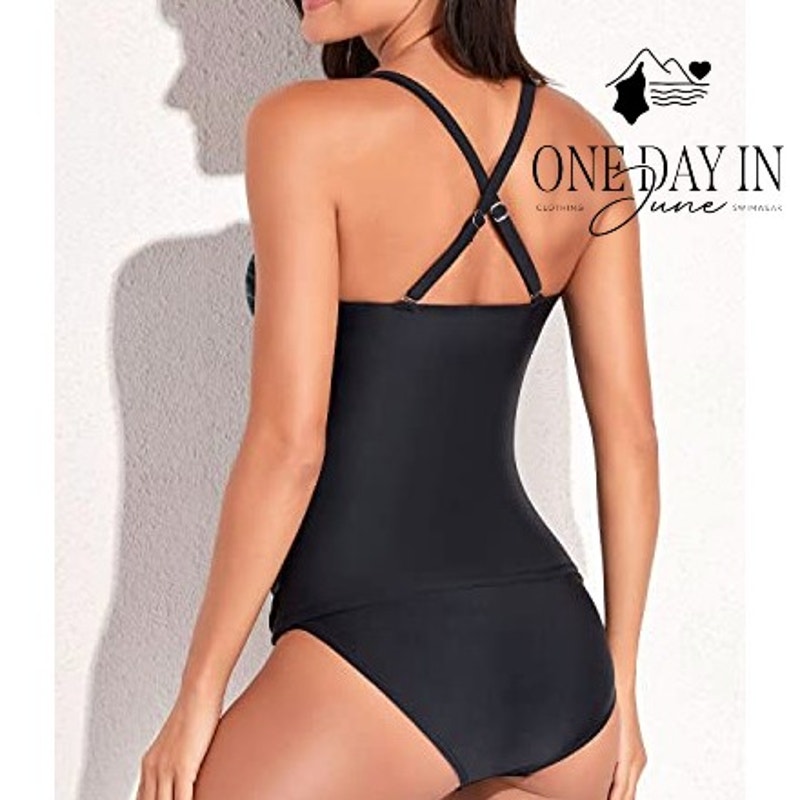 Yonique Twist Front Tankini Swimsuit Size L